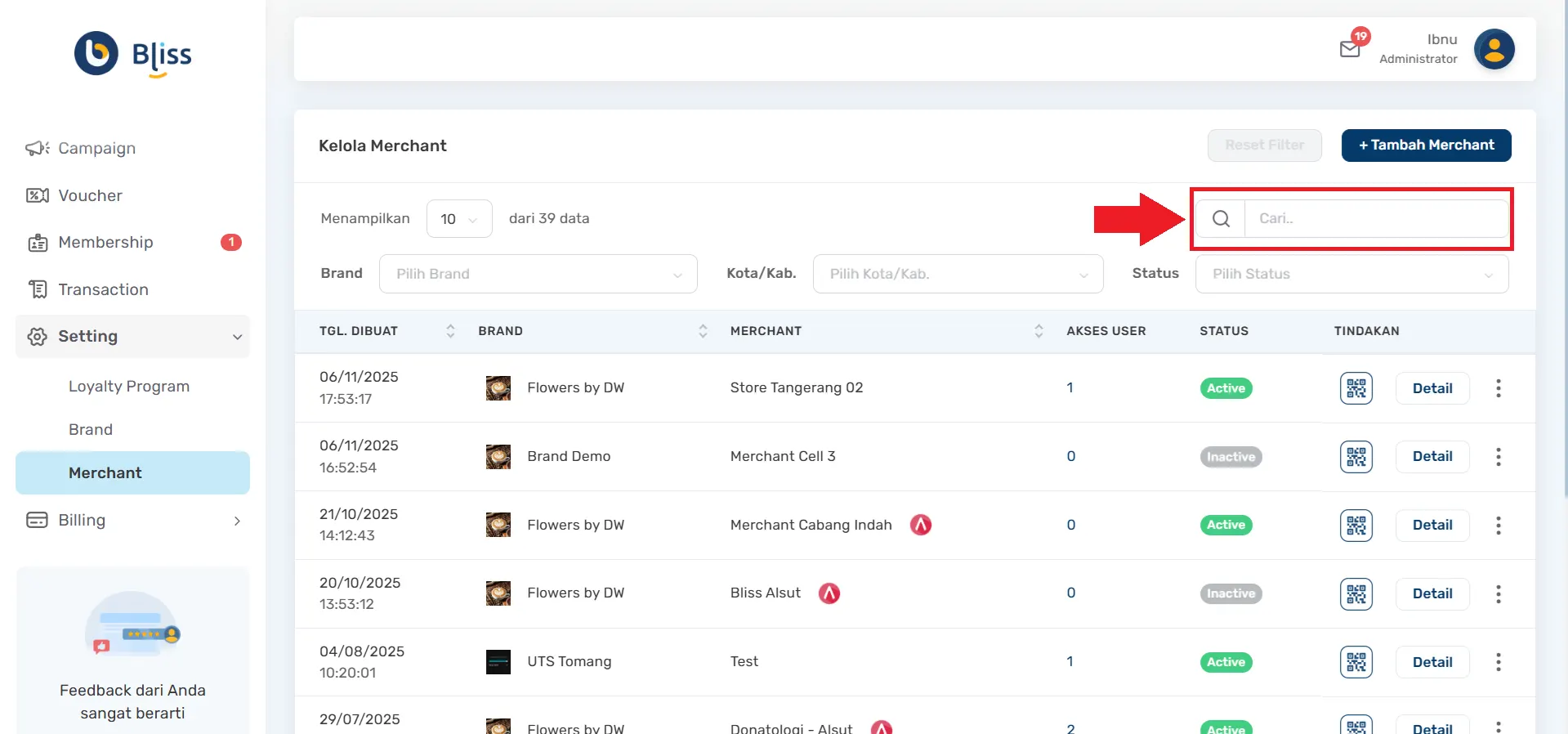 Cara akses halaman merchant